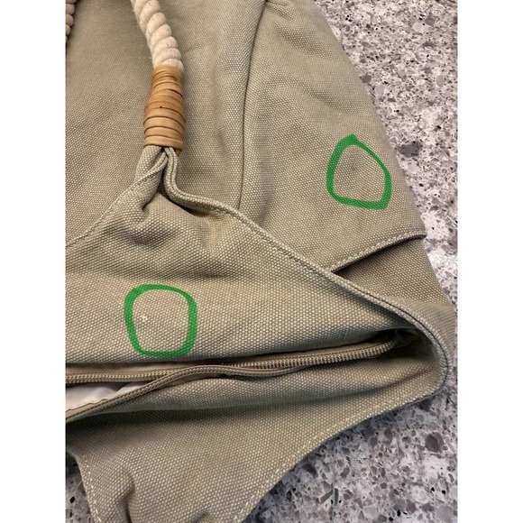 Tommy Bahama Khaki Solid Shoulder‎ Bag/Purse/Tote with Rope/Leather Handles - Picture 6 of 10